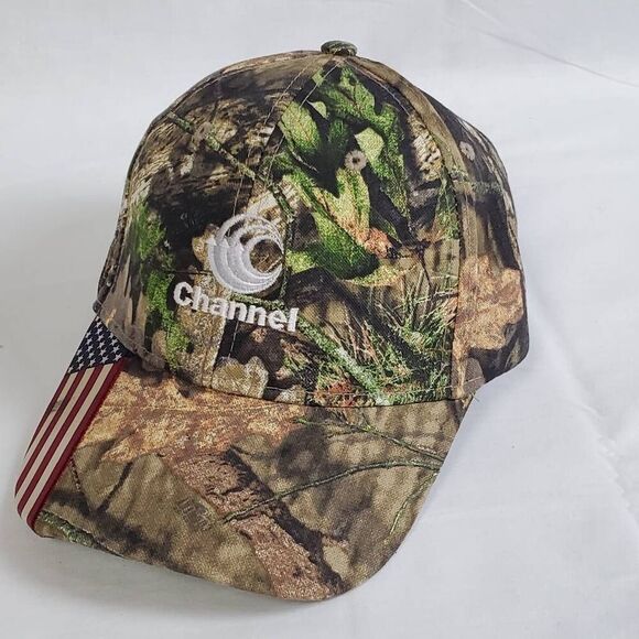 Channel Seed Camo Hat USA Flag Bill Adjustable Cap Mossy Oak RealTree Patriotic - Picture 2 of 6